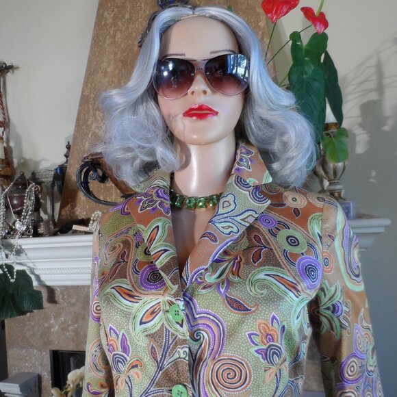 Etro Beige/Green Multi Color Paisley Print Skirt Suit Size IT 44- US 8 - Picture 4 of 16